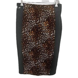 The Limited Pencil Skirt Animal Leopard Print Size 12 Brown Black w/ Gray panels